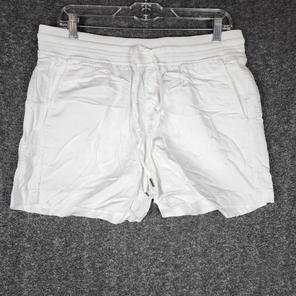 Orvis Shorts Womens Medium White Drawstring Elastic Waist Pockets EUC